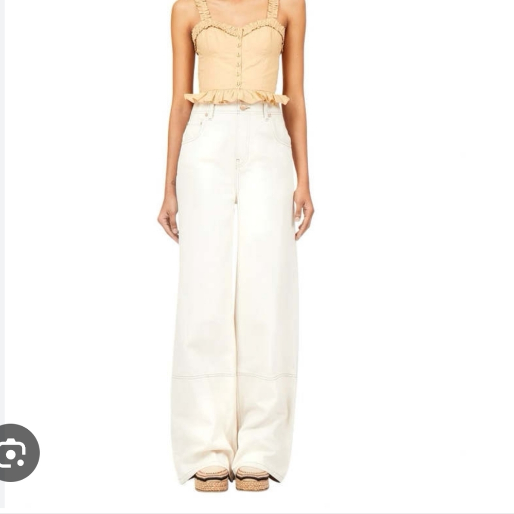Ulla Johnson Cream Wide Leg Jeans